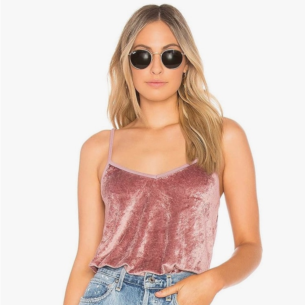 Michael Stars Velvet Camisole Layer Rose Mauve Sz S
